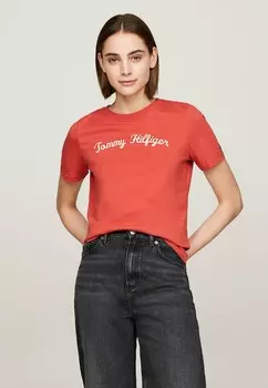 Принт на футболке SCRIPT Tommy Hilfiger, красный