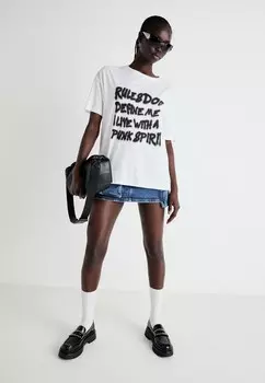 Принт на футболке SERA ONECK VIP Noisy May, белый