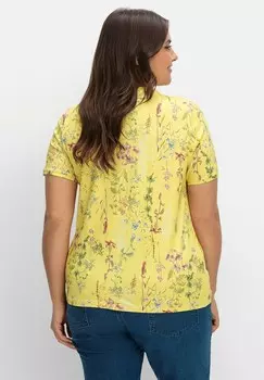 Принт на футболке Sheego, светло-желтый