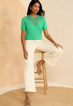 Принт на футболке SHORT SLEEVE CROCHET, REGULAR FIT Love & Roses, зеленый