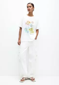 Принт на футболке SHORT SLEEVE FISH PULL&BEAR, белый