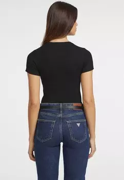 Принт на футболке SLIM EMB Guess Jeans, черный
