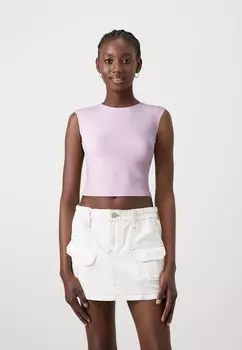 Принт на футболке SOFT TOUCH OPEN BACK Gina Tricot, светло-розовый