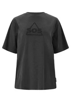 Принт на футболке SOS, темно-серый