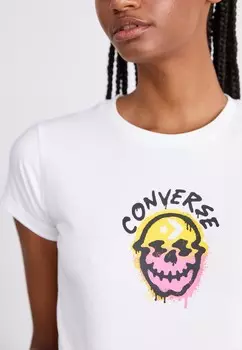 Принт на футболке SPRAY PAINT SKULL Converse, белый