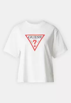 Принт на футболке SS CN BOXY ICONIC Guess Jeans, белый