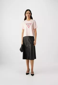 Принт на футболке SS CN BOXY ICONIC Guess Jeans, розовый