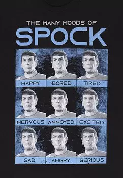 Принт на футболке Star Trek Many Moods Of Spock Henry Tiger, черный