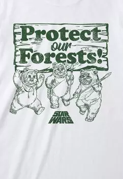 Принт на футболке Star Wars Protect Our Forests Henry Tiger, белый