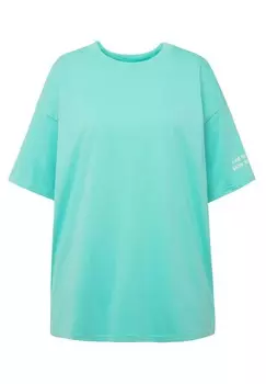 Принт на футболке STATEMENT RUNDHALS HALBARM Studio Untold, бирюзовый