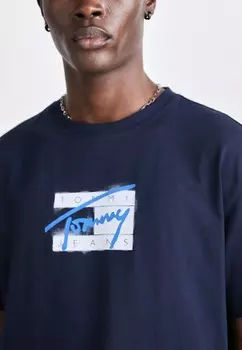 Принт на футболке STREET FLAG TEE UNISEX Tommy Hilfiger, темно-синий
