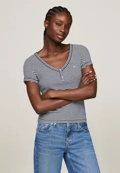 Принт на футболке STRIPE SLIM FIT HENLEY Tommy Hilfiger, темно-синий