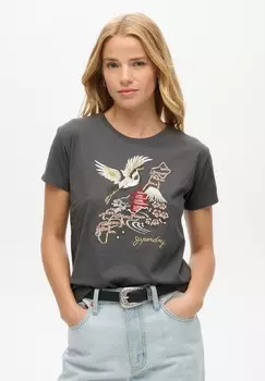 Принт на футболке SUIKA EMBROIDERED Superdry, темно-серый