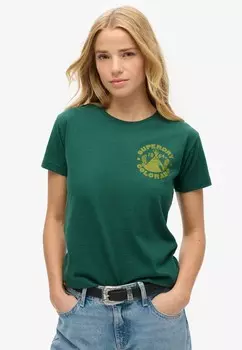 Принт на футболке Superdry, зеленый