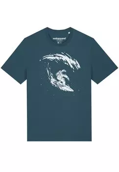 Принт на футболке Surfing Spaceman watapparel, пестрый синий