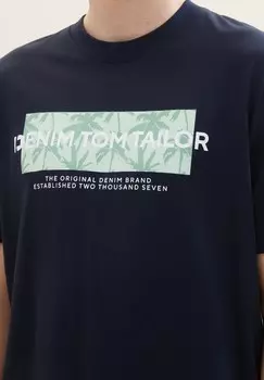 Принт на футболке TOM TAILOR, темно-синий