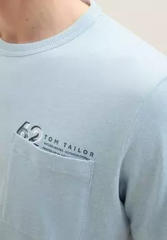 Принт на футболке TOM TAILOR, туманно-синяя структура грайндла In Optik