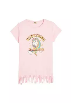 Принт на футболке Unicorn Tasseled Short Sleeve Koton, розовый