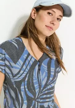 Принт на футболке V-NECK Cecil, синий