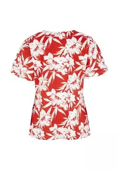 Принт на футболке V-Neck Cellbes of Sweden, красно-белый цветочный