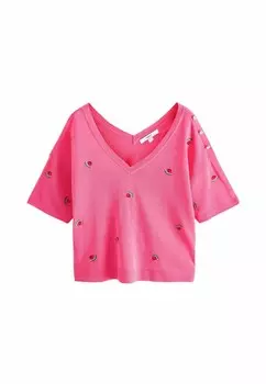 Принт на футболке V-NECK GEM Next, розовый