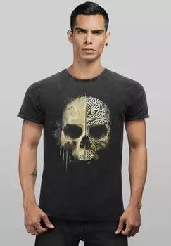 Принт на футболке Vintage Bedruckt Totenkopf Totenschdel Skull Tatto Neverless, черный
