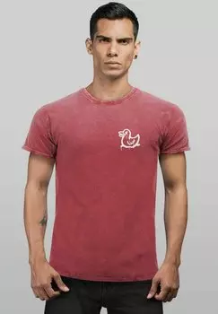 Принт на футболке Vintage Drippy Duck Graffiti Style Used Look Neverless, красный