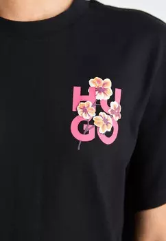 Принт на футболке VINTAGE TEE HUGO, черный
