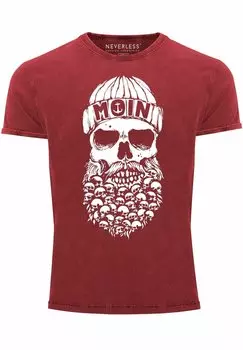 Принт на футболке Vintage Totenkopf Nordisch Moin Hamburg Dialekt Skull Anker Fashion Streetstyle Neverless, красный