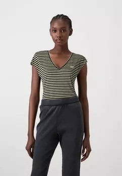 Принт на футболке Vmmiva V-Neck Vero Moda, черный/золотой