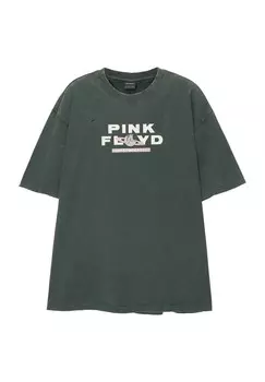 Принт на футболке WASHED PINK FLOYD PULL&BEAR, зеленый
