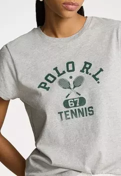 Принт на футболке WIMBLEDON GRAPHIC JERSEY TEE Ralph Lauren, серый