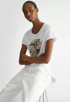 Принт на футболке WITH ANIMAL-PRINT LIU JO, белый
