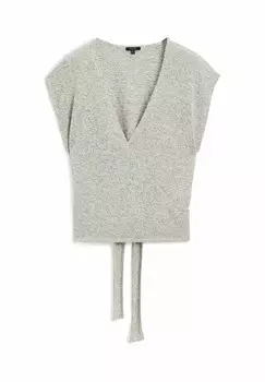 Принт на футболке WITH TIED BELT Massimo Dutti, серебристый