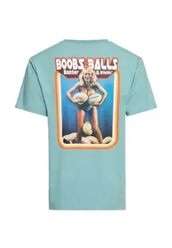 Принт на рубашке с принтом в ретро-дизайне Boobs & Balls KING KEROSIN, синий