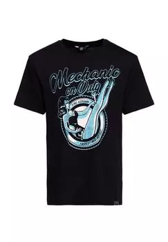 Принт на рубашке в винтажном стиле пин-ап «Отвертка» Mechanic On Duty KING KEROSIN, черный