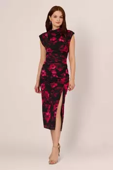 Принт сетка платье Adrianna Papell, черный