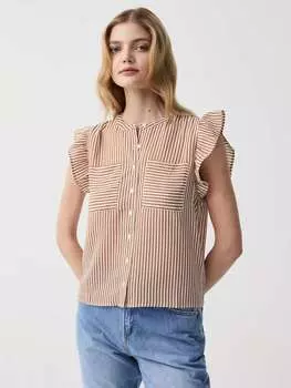 Принтованная блузка с воланом Ovs, цвет white/beige