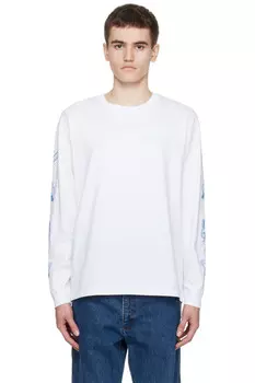 Принтованная футболка с длинным рукавом Maison Kitsun, белый