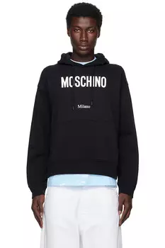 Принтованная худи из органического хлопка Moschino, черный