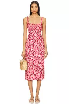 Принтованное миди-платье Lucinda Free People, tomato daisy