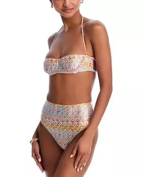 Принтованный бикини-топ на завязках Missoni, мультиколор
