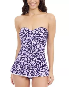 Принтованный купальный платье-бандо Profile by Gottex, синий