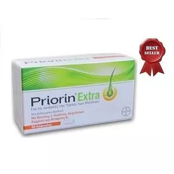 Priorin Extra Natural Пероральная добавка против выпадения волос, 30 капсул, Bayer
