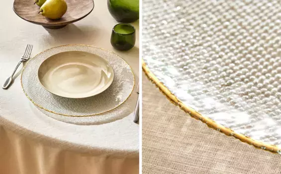 Приподнятая стеклянная тарелка с золотой каймой Zara Home, золотой