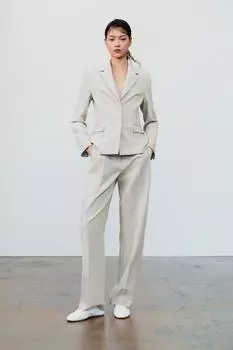 Природный пиджак ZARA, светло-серый