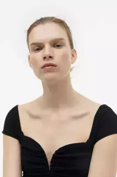 Присборенная блузка H&M, черный