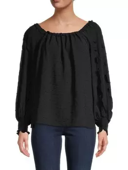 Присборенная блузка в горошек Max Studio Black