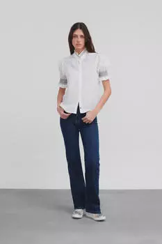 Присборенная льняная рубашка Silbon, белый