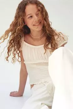 Присборенная рубашка H&M, белый